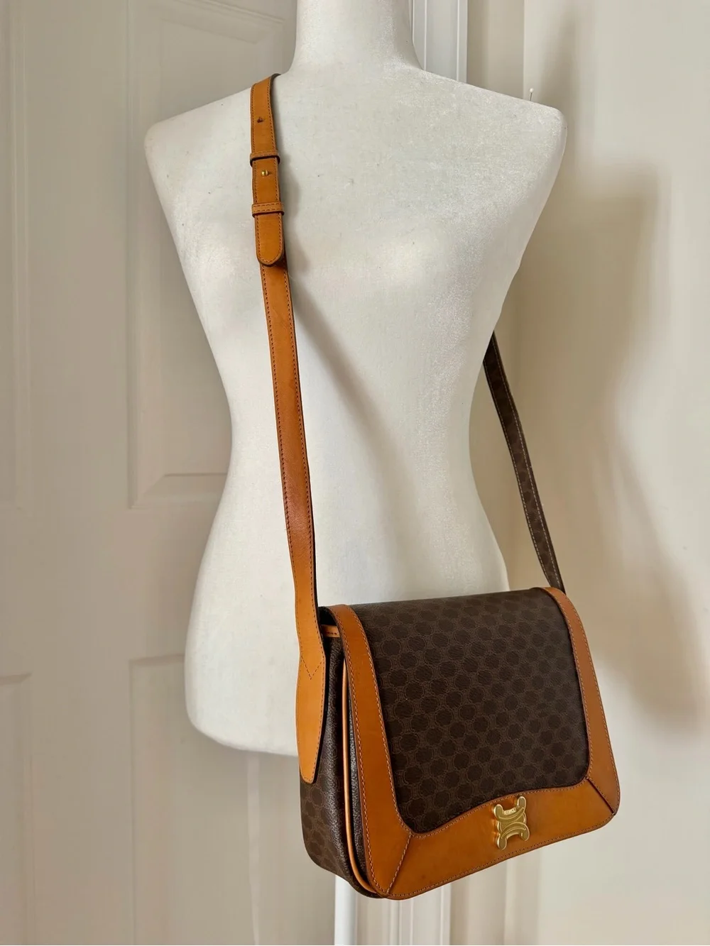 Authentic CELINE Macadam Logo Triomphe Crossbody Bag
